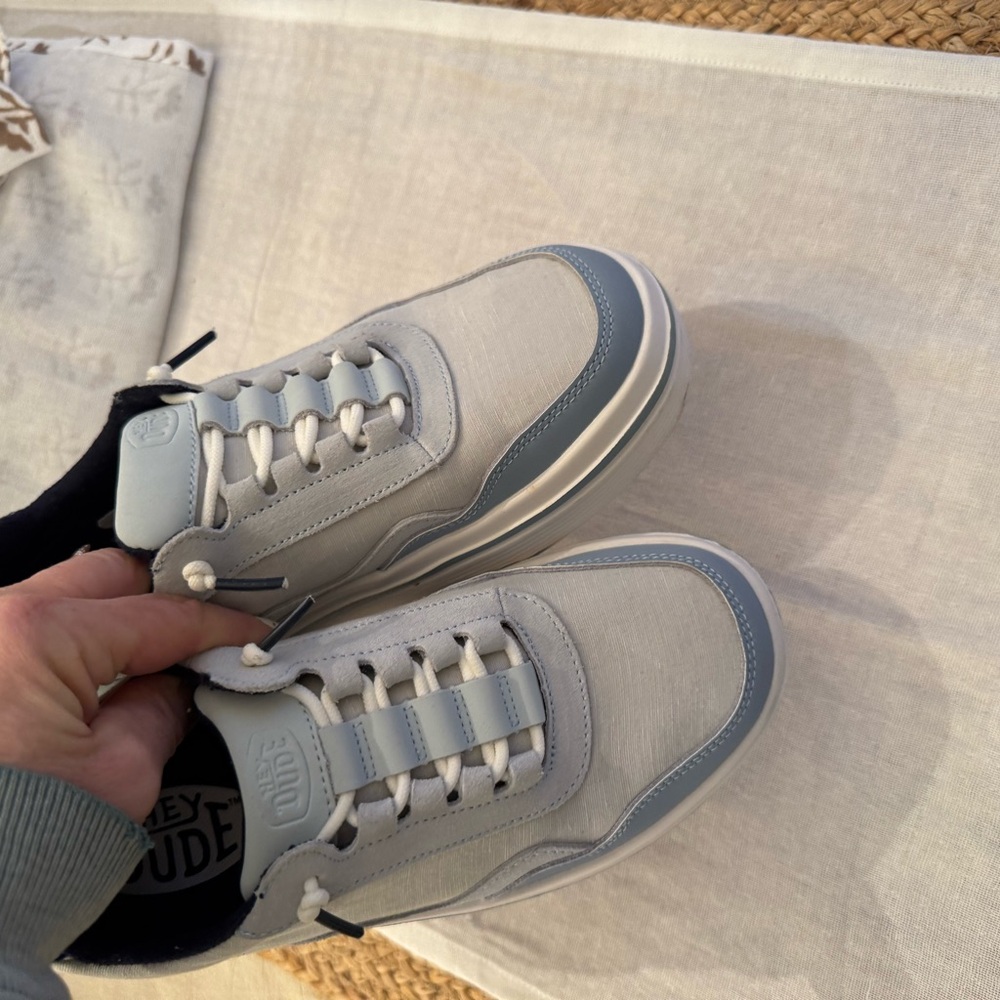 Hey Dude Light Gray and White Women's Sneakers - Picture 8 of 8